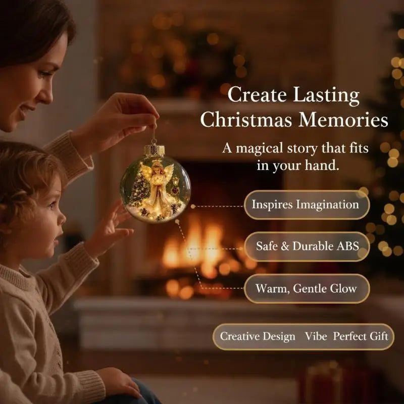 Glowing Christmas Story Ornament - Glowing Christmas Diorama Ornament, Light-Up Mini Scene With Warm LED Light, Light-Up Mini