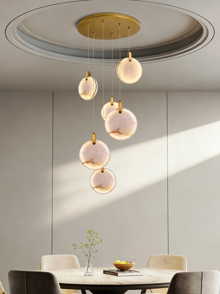 Staircase Pendant Light Lustre Minimalist Duplex Loft Marble Chandelier Villa High Ceiling Hanging Lamp Long Stair Chandelier