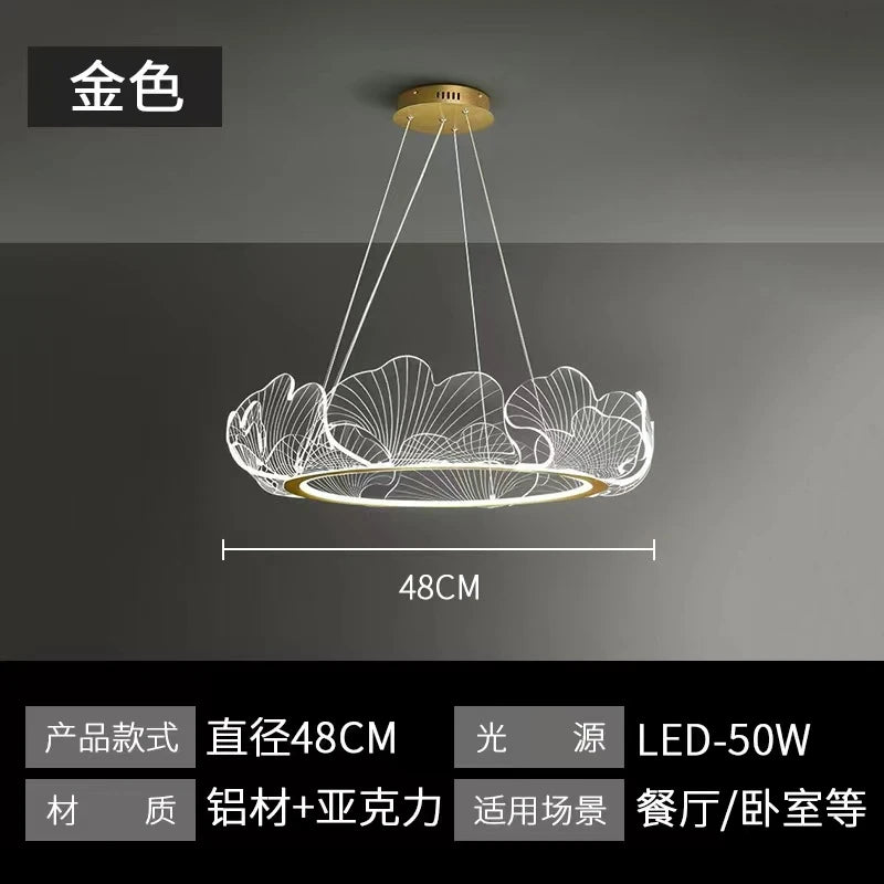 Postmodern Light Luxury Lotus Leaf Chandelier - Dimmable Nordic LED Ceiling Lamp