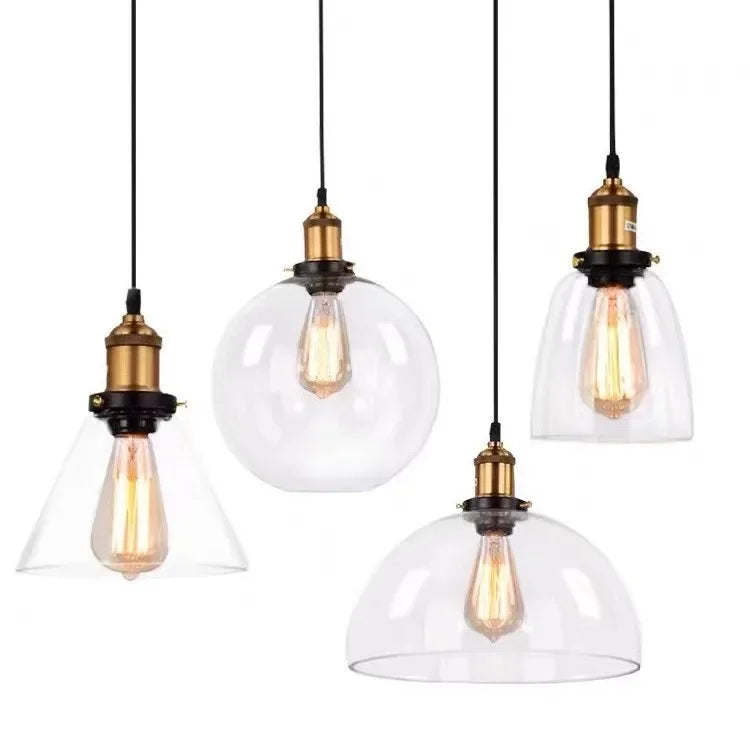 American Retro Industrial Loft Chandelier Bar Counter Restaurant Bar Pendant Lamp Creative Home Simple Glass Hanging Lights