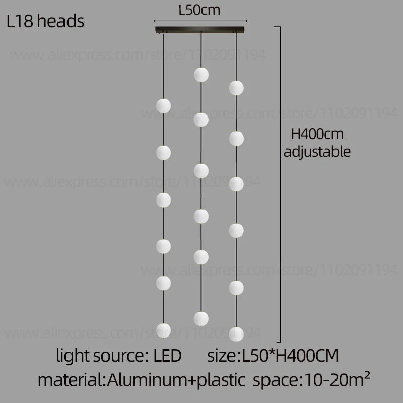LED Minimalist Style Chandelier Hanging Stairs Pendent Lamp Designer Living Room Kitchen Bedroom Pendant Light Indoor Lighting