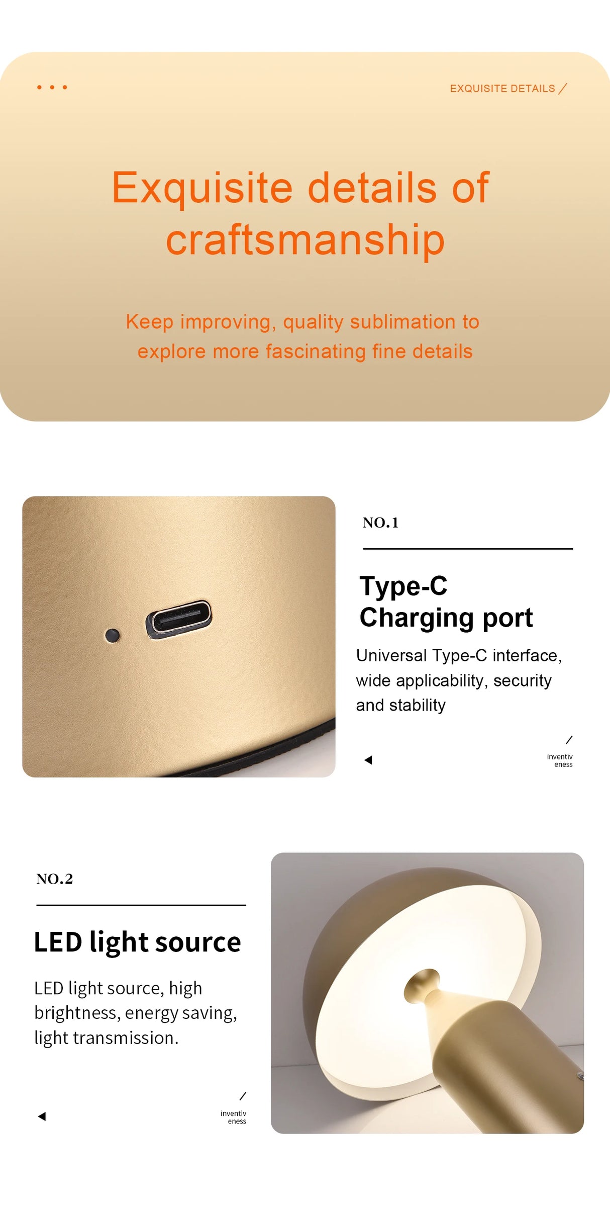 LED Table lamp for bedroom rechargeable USB lamp Touch switch dining room hotel bedside decorative table lamp