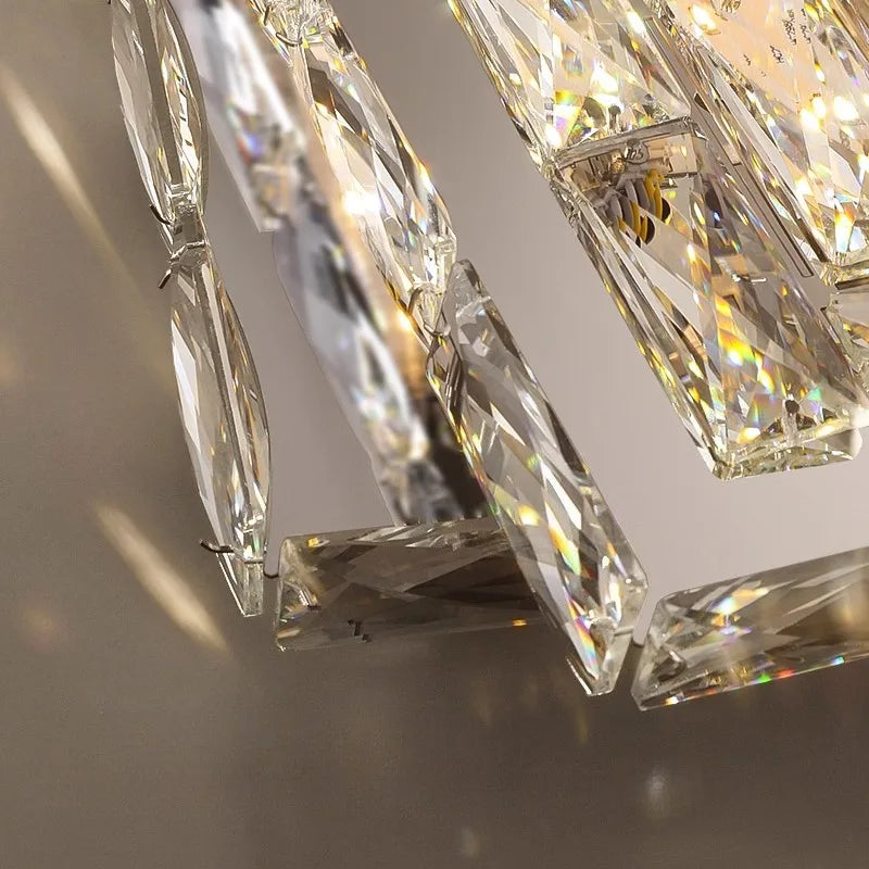 Luxury Modern Crystal Ceiling Light Chandelier - Flush Mount Ceiling Lamp Fixture for Living Room, Master Bedroom & Home Decor