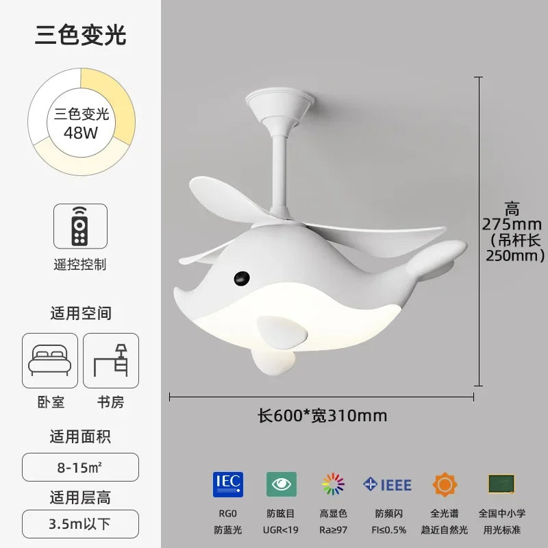 Children's Room Ceiling Led Light Creative Cartoon Airplane Chandelier Personality Boys and Girls Bedroom Lamp Fan Light Fixture