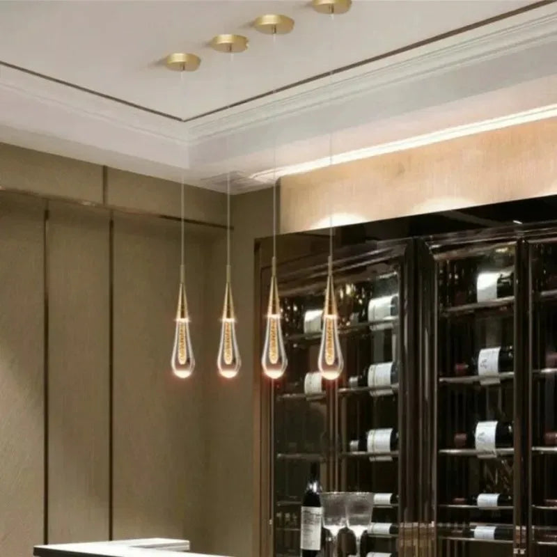 Nordic LED Pendant Lights Luxury Crystal Hanging Lamp Indoor Lighting for Home Living Dining Bed Room Kitchen Bathroom Decor