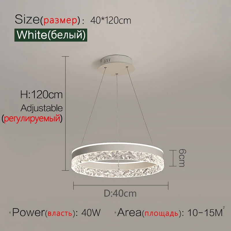 Nordic Creative Modern LED Chandelier Ceiling Dimmable Round Chandelier Living Room Dining Room Bedroom Glossy Lighting Fixtures