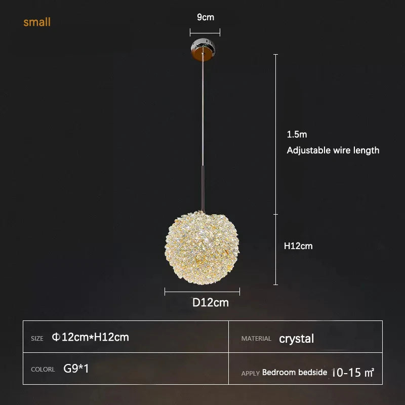 Light luxury postmodern cherry crystal chandelier living room bedroom bedside lamp restaurant creative small chandelier