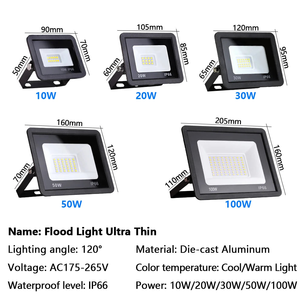 LED Flood Light 10W 20W 30W 50W 100W AC 220V LED Floodlight IP66 Waterproof Reflector Spotlight Street Light Outdoor Garden Lamp