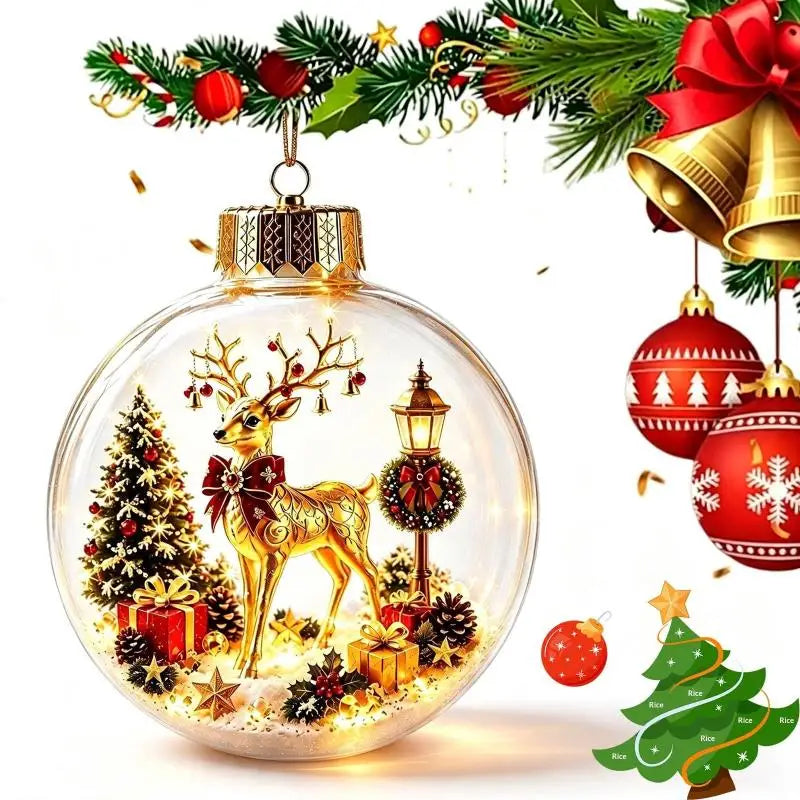 Glowing Christmas Story Ornament - Glowing Christmas Diorama Ornament, Light-Up Mini Scene With Warm LED Light, Light-Up Mini