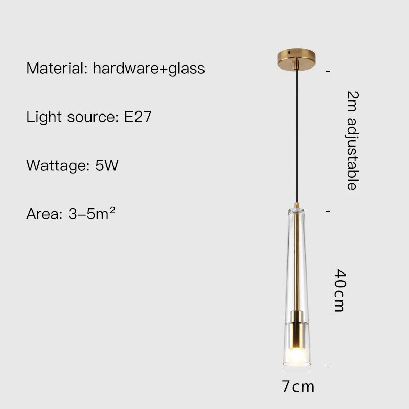 Modern Simple LED Pendant Lamp For Bedroom Bedside Dining Room Kitchen Bathroom Gold Glass Decoration Design Chandelier Lights