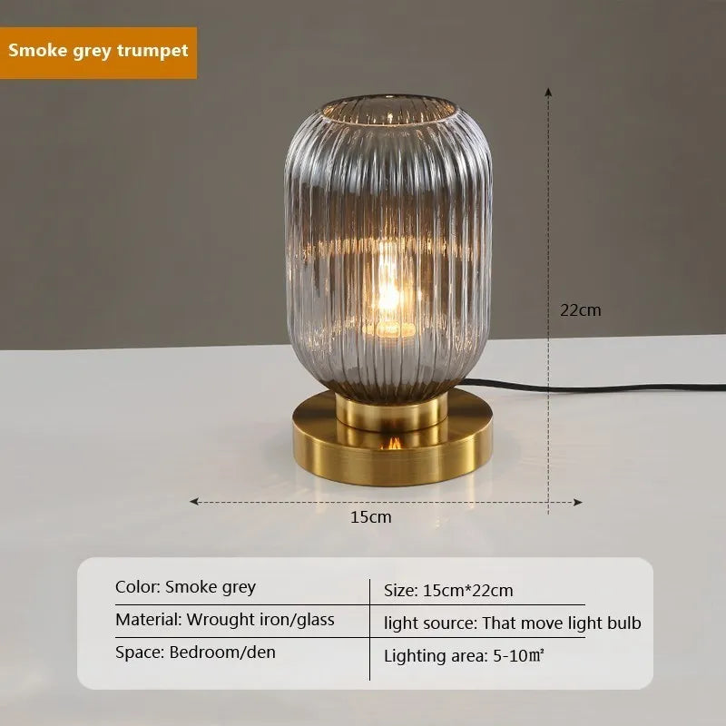 Retro Glass Table Lamp Pumpkin Ball Desk Light For Restaurant Study Living Room Bedside Hotel Villa Home Decors Luster's Lamp