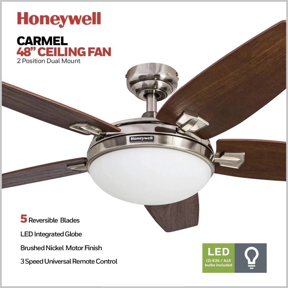 Brushed Nickel Ceiling Fans with Lights and Remote Control Room Decor Home Fan Ceiling Fan with Led Light