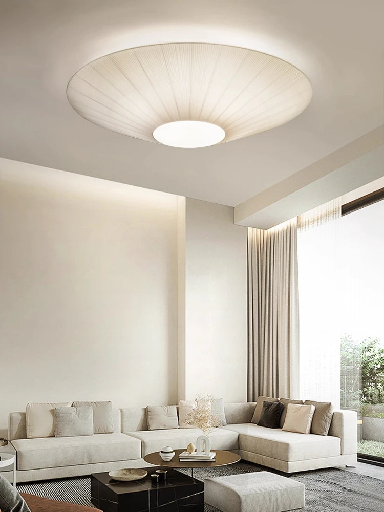 Ceiling light simple round whtie fabric lamp foyer creative flying saucer light Living Room restaurants hotel lobby lighting E27