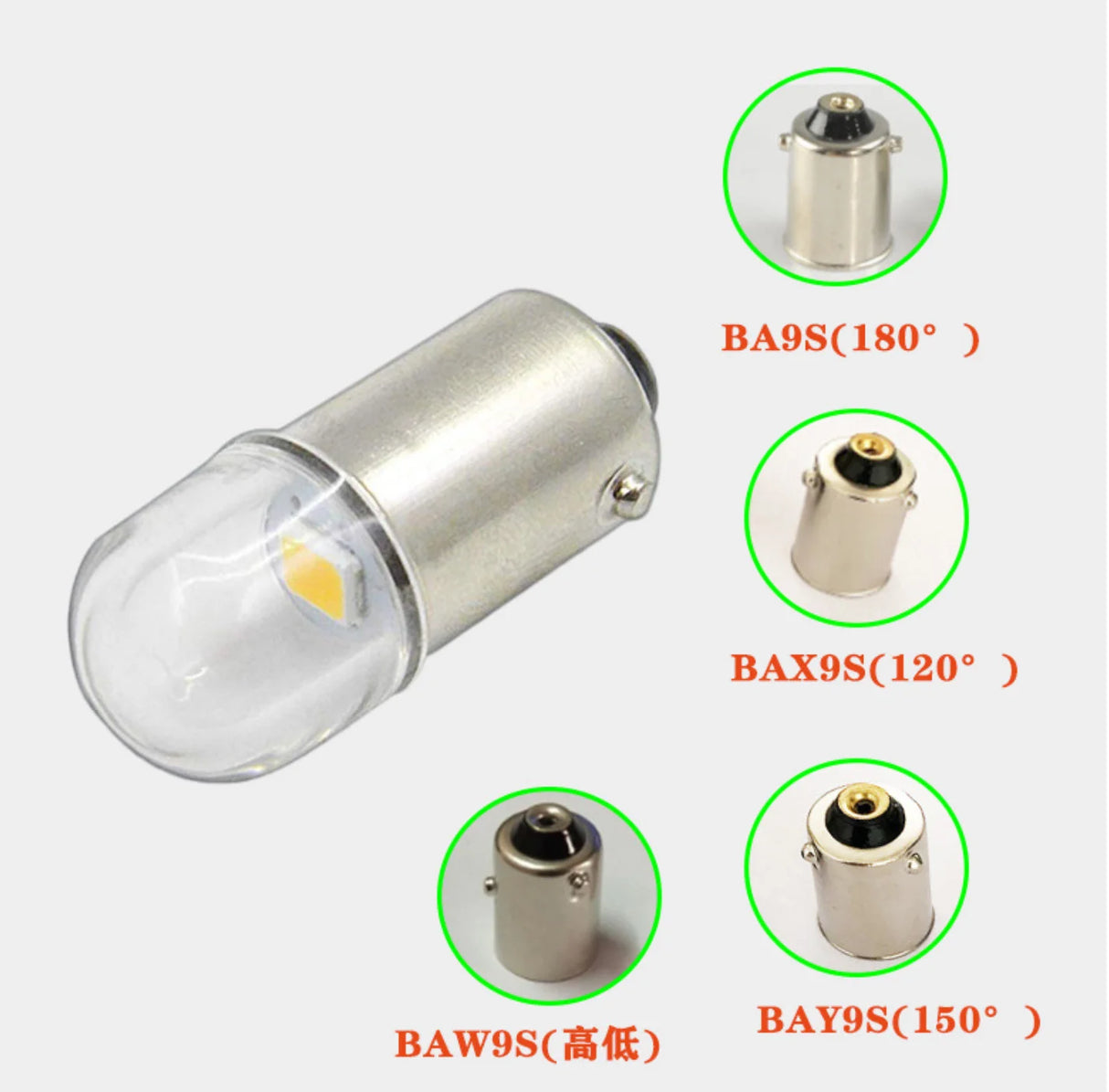 4PCS Led Bulb BA9S BAX9S BAY9S BAW9S 1SMD2835 6v 12v 24v Car Interior Dome Trunk Light Motorcycle Side Parker Lamp