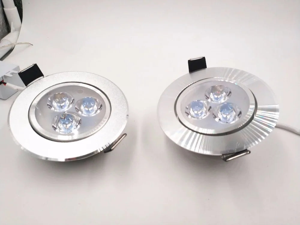 Silver White Ultra Bright LED Downlight - 3W Recessed Ceiling Spotlight