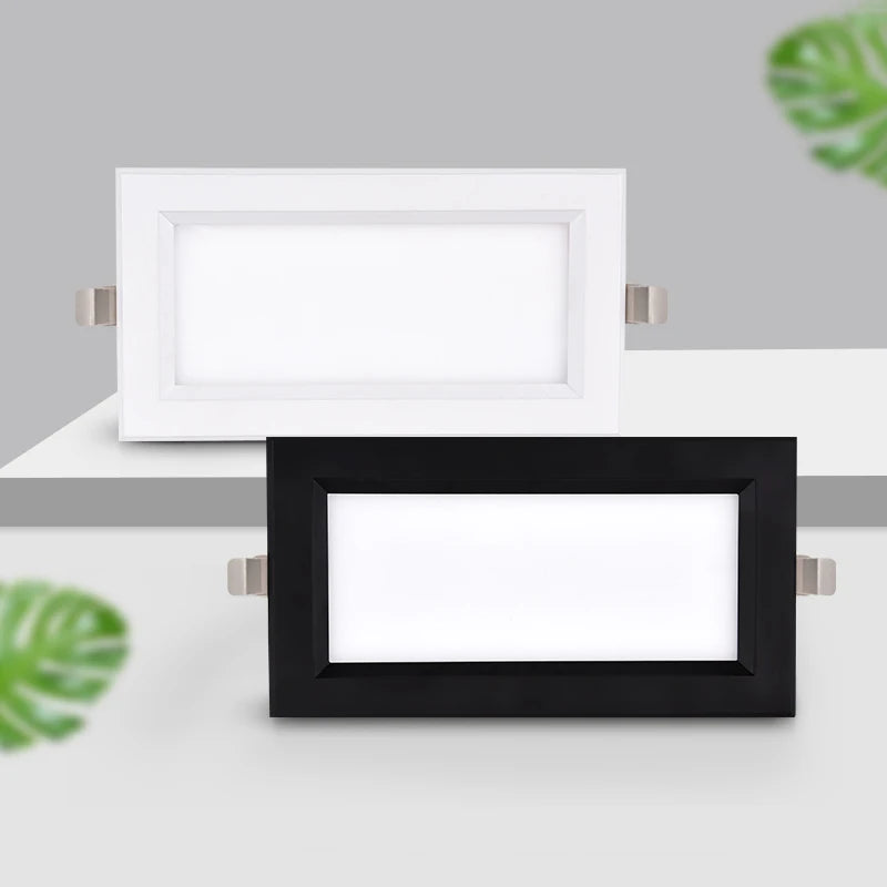 12W LED Indoor Panel Light Hotel Aisle Aluminum Recessed Lighting Grille Ceiling Lamp Fixture Living Room Black/White Finish