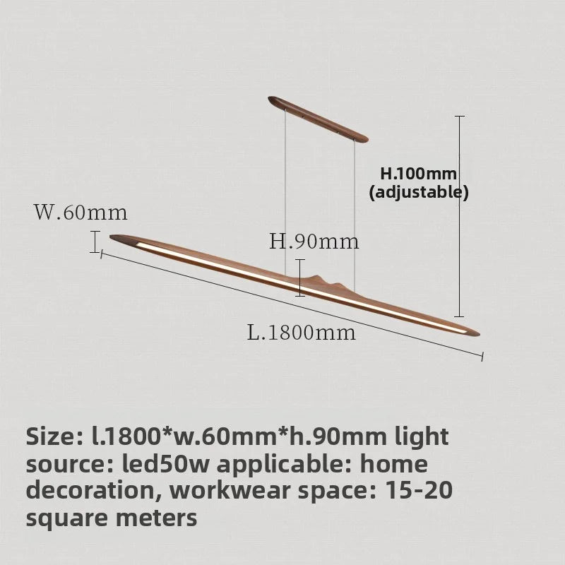 Zen-Style Ancient-Style Black Walnut Solid Wood Long Strip Lamp For Restaurant New Chinese-Style Tea Room - Office Pendant Lamp