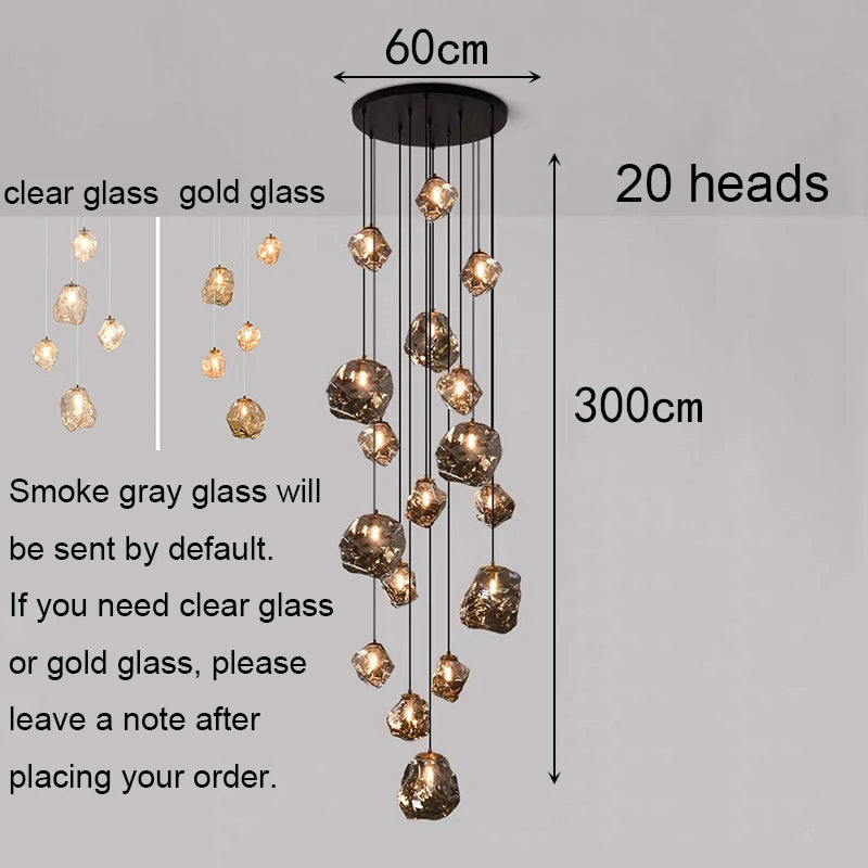 Modern Staircase LED Ceiling Chandelier - Luxury Long Hanging Pendant Light for Living Room