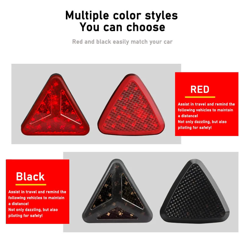 1PCS F1 Style Universal Led Brake Stop Light Triangle LED Rear Tail Light Reverse Safety Strobe Lamp for Car Auto Motorcycle 12V