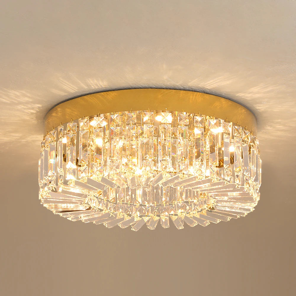 Gold Modern Crystal Chandelier - Luxury LED Ceiling Light for Living Room