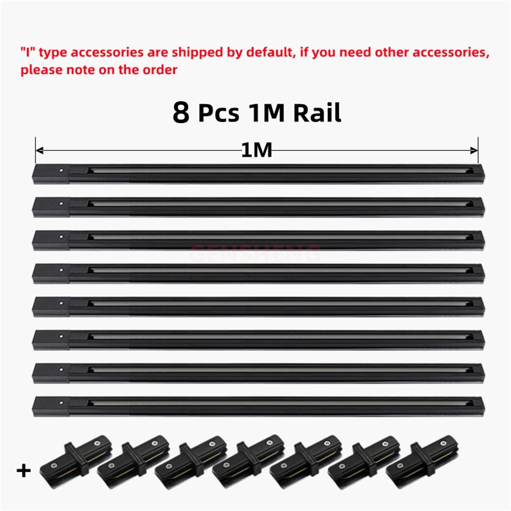 LED Track Light Rail 0.5M 1M Black White Aluminum 2 Wire System Track Light Series Universal Track for Ceiling Spot Lamps