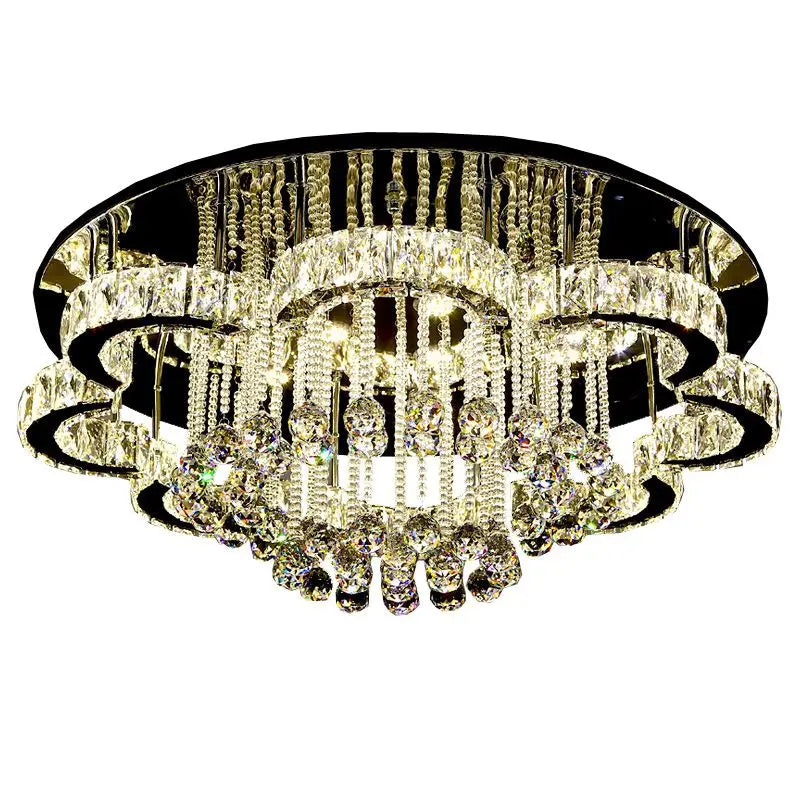 Led Lighting Square Round Ceiling Chandelier Lustre Lamp Crystal Ceiling Lamp Modern Minimalist Pendant Villa Living Room Lamp