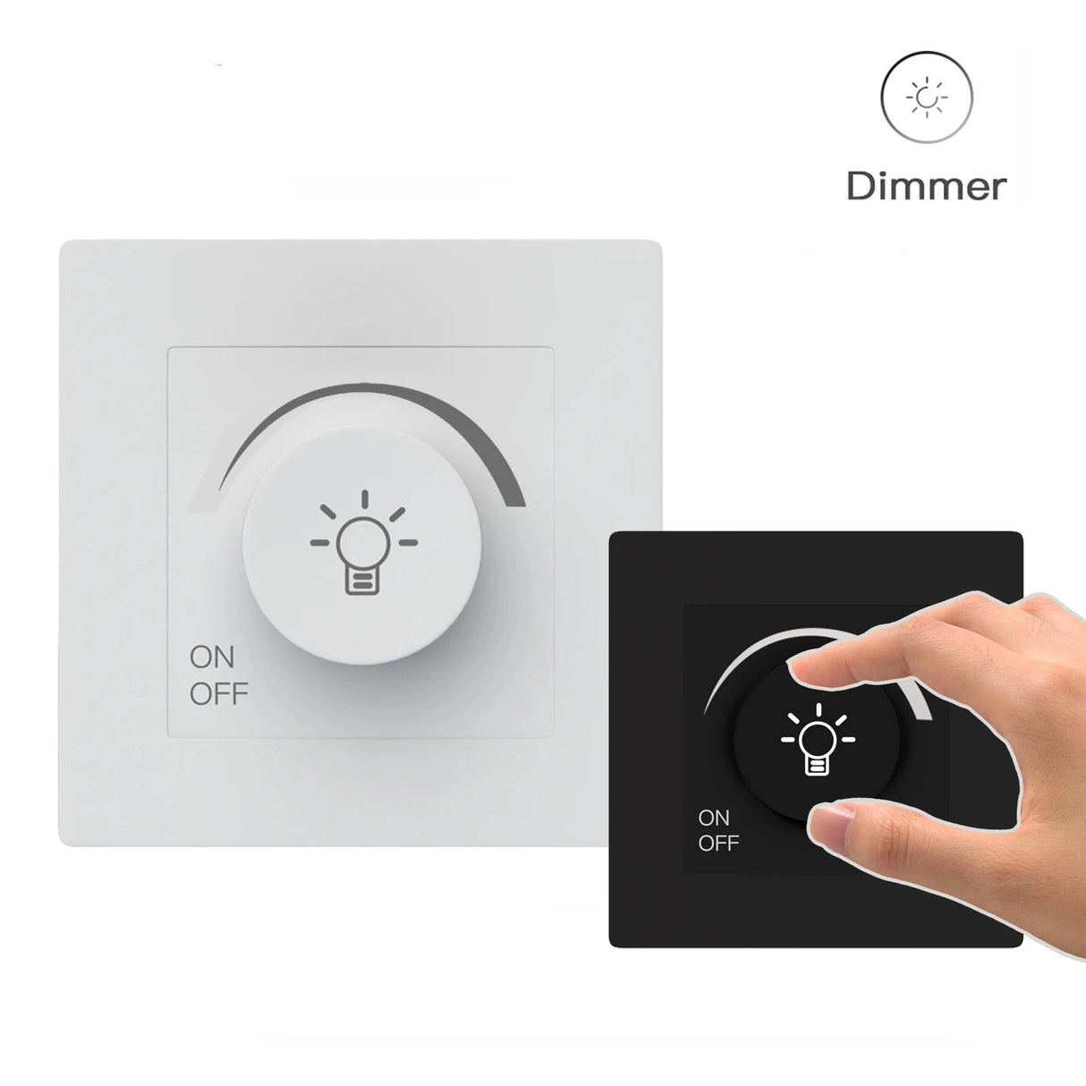 Light Dimmer Switch Rotary Knob Switch Adjustable Brightness Controller Plastic Frame Panel LED Light Bulb