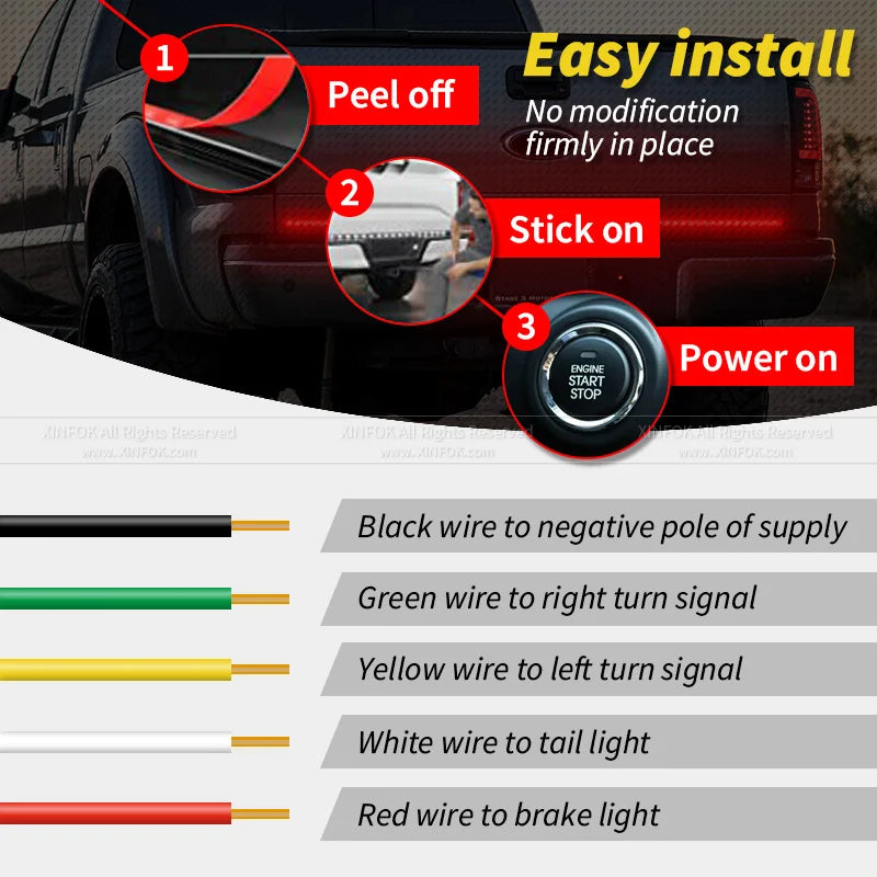 12V 24V Tailgate Light Bar 59 Inch Turn Signal Dynamic Triple Row Tail Light Red Brake Reverse Flash For Pickup Trailer Truck