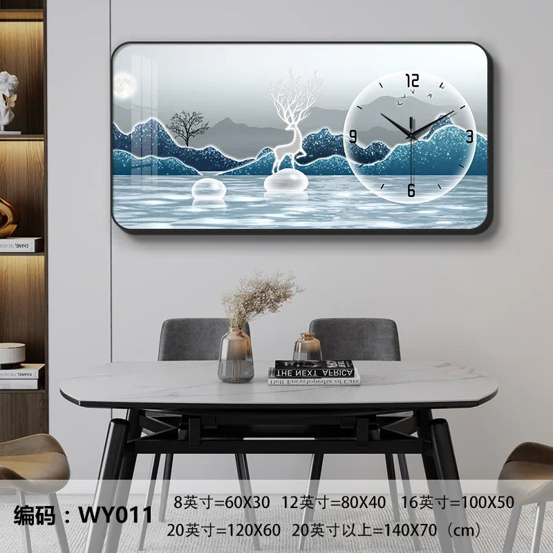 Nordic elk wall clock living room Creative fashion perpetual calendar electronic clock wall atmosphere dining room decoration