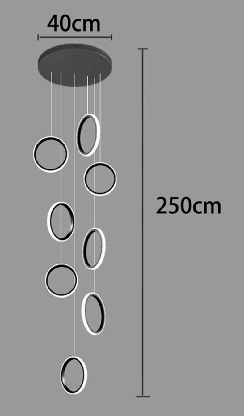 Modern Long Spiral Chandelier - Grand Staircase Pendant Lamp for High Ceilings