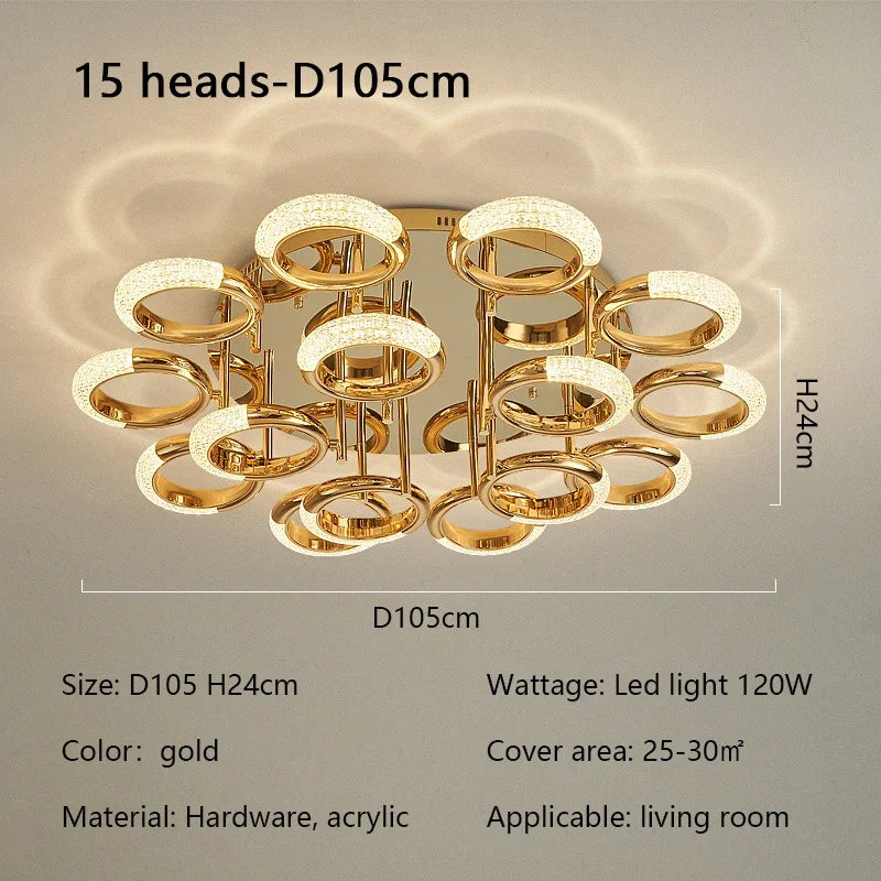 Modern Light Luxury Circle Ring Led Ceiling Lamp Acrylic Luster Living Room Lights Lighting Home Decor Bedroom Lamps Fixtures