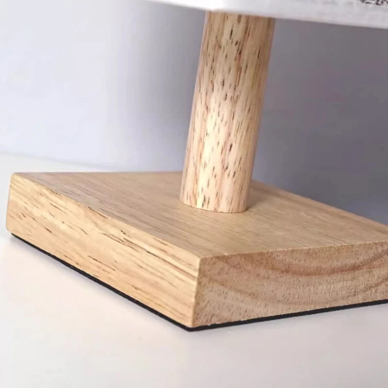 Chinese Style Dimmable LED Table Lamp with Square Fabric Shade - Bedside Desk Light