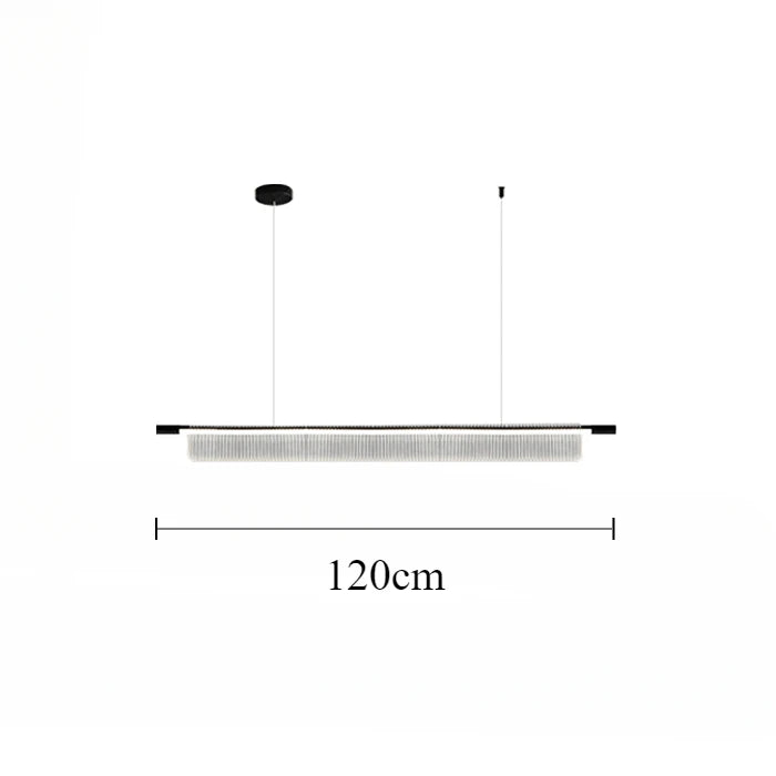 Simple Acrylic Linear LED Chandelier for Dining Table Kitchen Island Restaurant Bar Office Study Modern Iron Strip Pendant Light