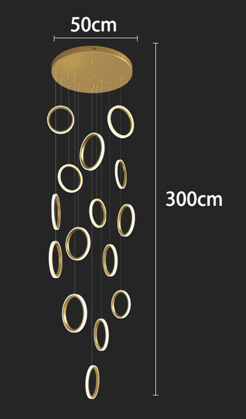 Modern Long Spiral Chandelier - Grand Staircase Pendant Lamp for High Ceilings