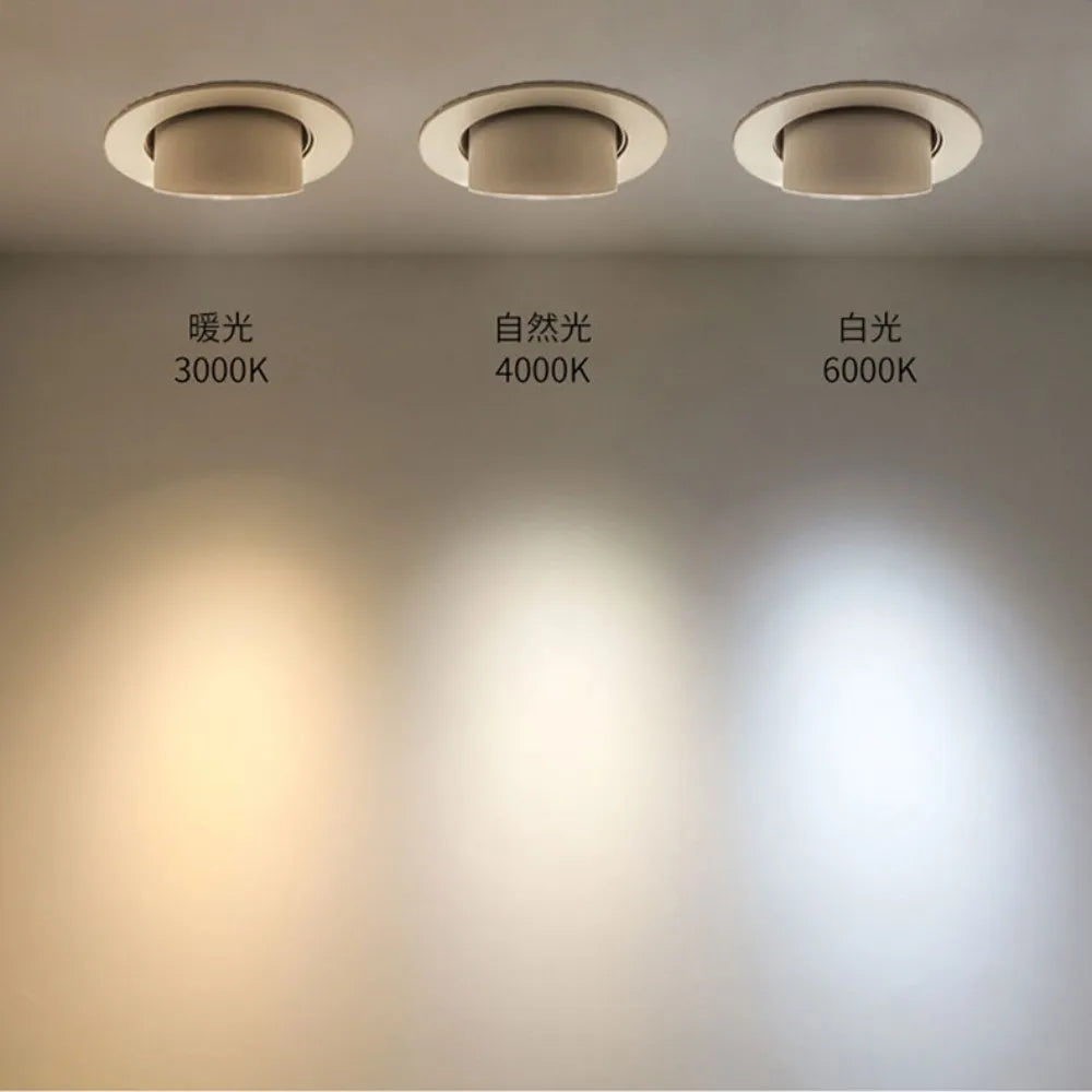 LED Downlight Dimmable 360 Degree Angle Rotatable Ceiling Recessed Spot Lights 7W 10W 20W AC 110V/220V for Bedroom Corridor Home