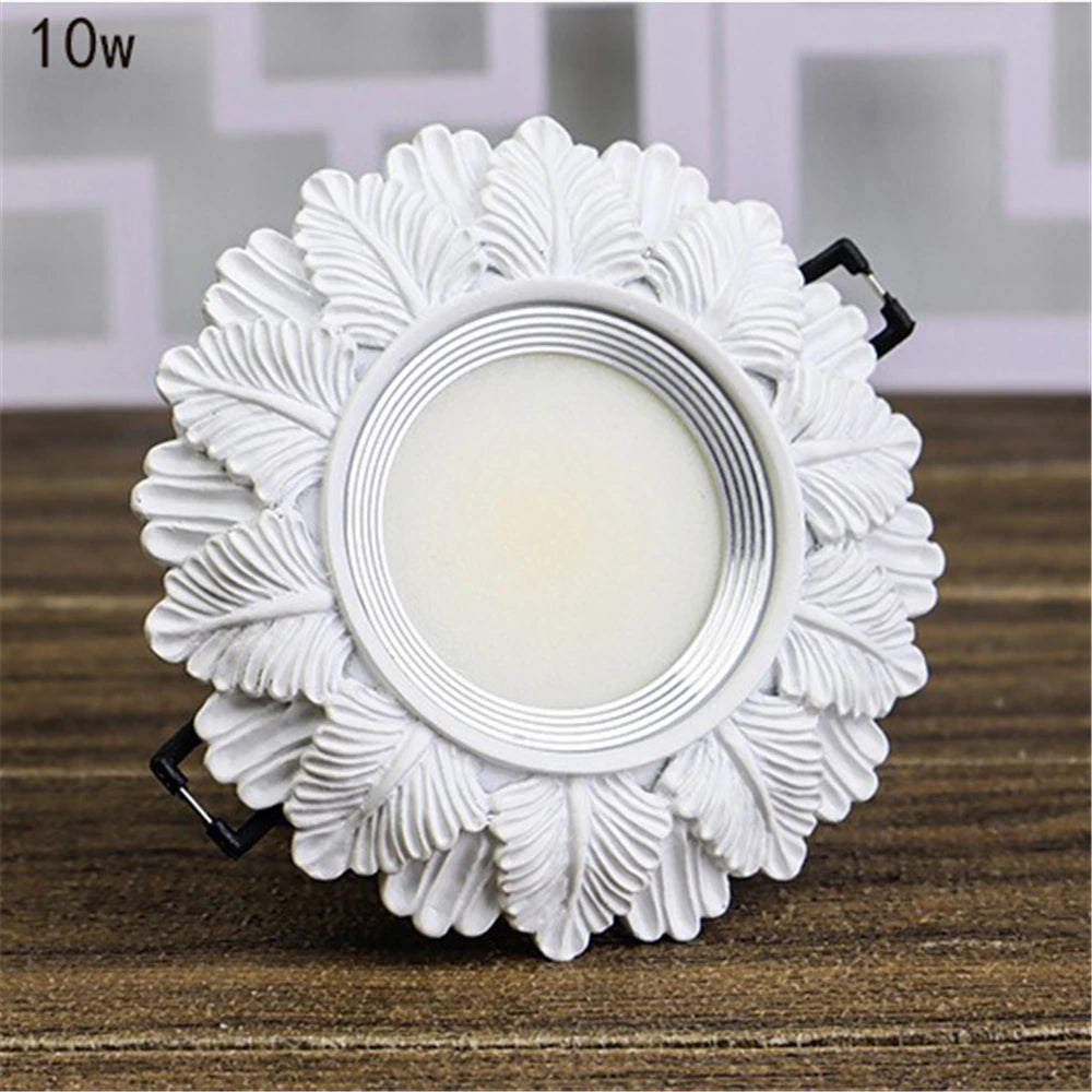 White Feather Resin LED Recessed Downlight - Adjustable Angle Art Ceiling Spotlight Fixture for Living Room, Office & Restaurant Decor