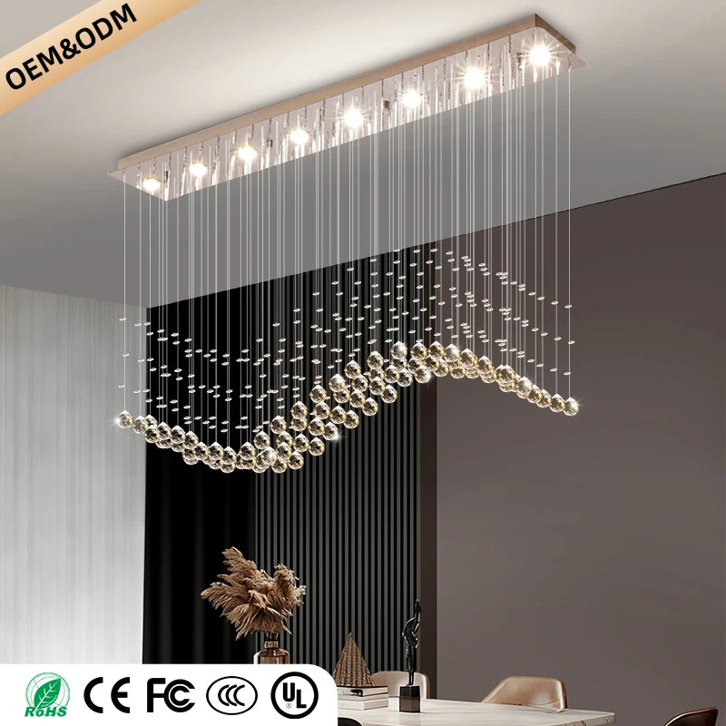 Modern Crystal Pendant Ceiling Lamp - Luxury Suspension Living Room Light