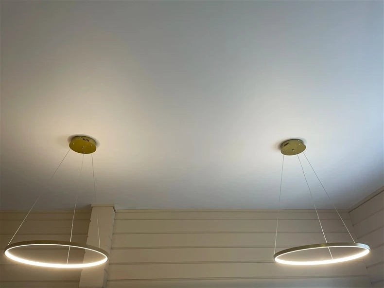 Nordic Ring LED Chandelier - Modern Aluminum Circle Pendant Light (Black/Gold)