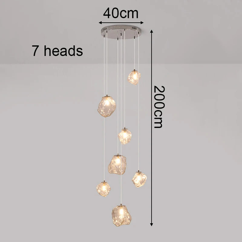Modern Staircase LED Ceiling Chandelier - Luxury Long Hanging Pendant Light for Living Room
