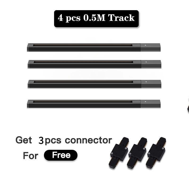 LED Track Light System & Rail Kit - Modern Ceiling Floodlight Spot Lighting Fixture for Living Room, Bedroom, Office & Clothing Store
