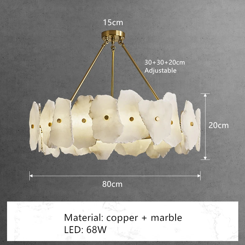 High Quality Copper LED Pendant Lights Natural Marble Dining Room Kitchen Hanging Lamp Creative Unique Art Deco Home Ceiling