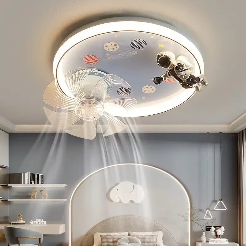 2026 Modern Kids Room Ceiling Fan Light Cartoon Moon Astronaut Ceiling Lamp Boy Girl Bedroom Nursery Study Chandelier Ceiling Li