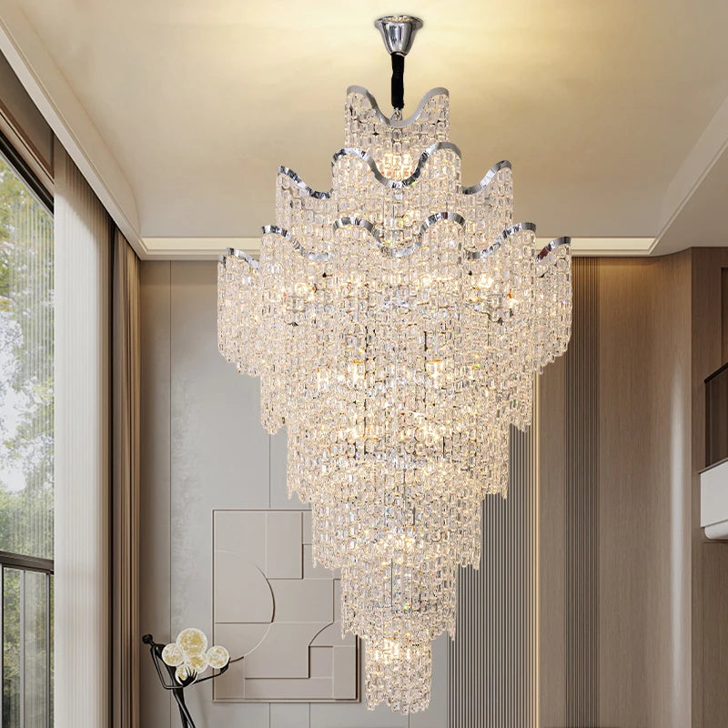 New Style French-Style High-End Modern Crystal Chandelier For Duplex Floor Living Room Villa High-Ceiling Staircase Chandelier