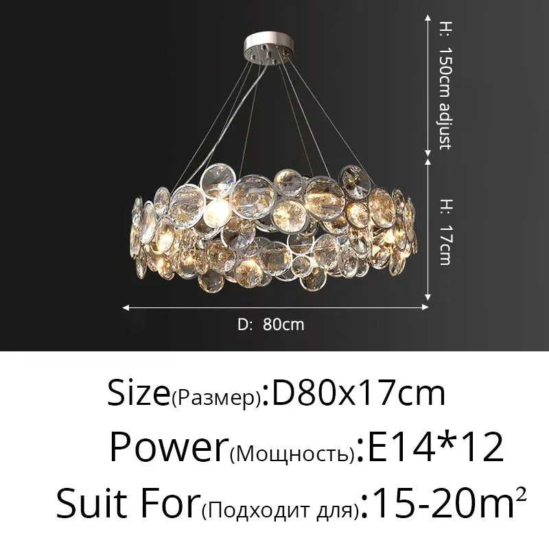 Ring Light Luxury Crystal Chandelier Creative Atmosphere High-end Modern Villa Living Room Bedroom Indoor Decor Lighting Lamps