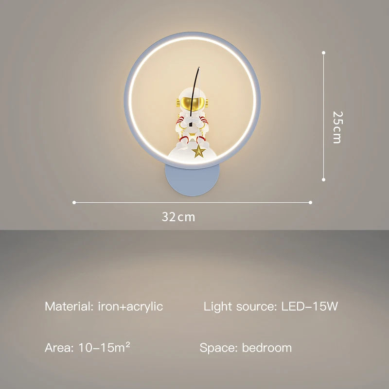 Minimalist Square Led Wall Lamps Astronaut Child Bedroom Bedsides Wall Seconded Light Modern Indoor Decors Night Lighting Fixture