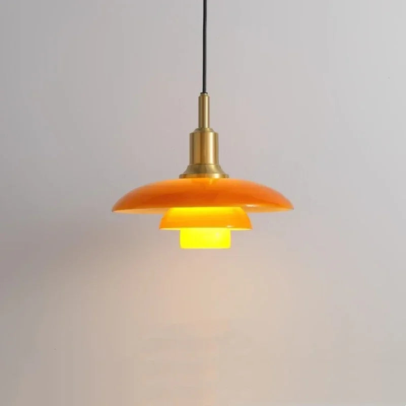 Designer Dish Glass Pendant Lighting Nordic Bedroom Hotel Home Decoration Fixtures Three-layer White Gold Silver