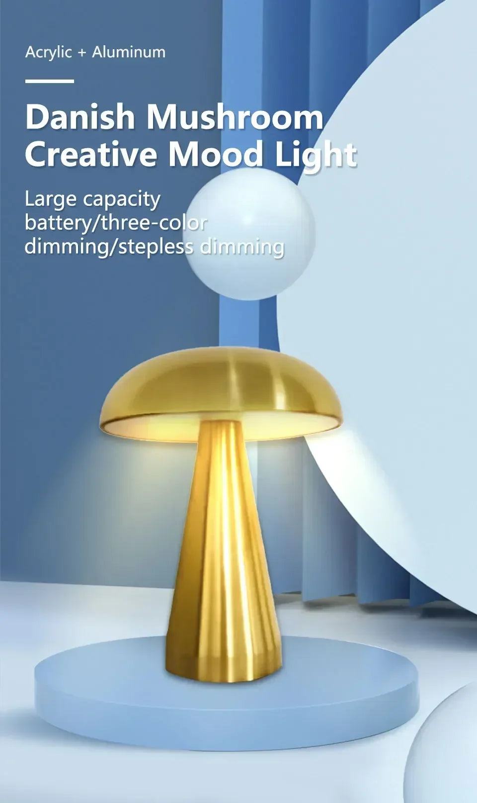 Retro Mushroom LED Night Light Touch Sensor Rechargeable Desk Lamp for Bedroom Restaurant Bar Decor Reading Lighting