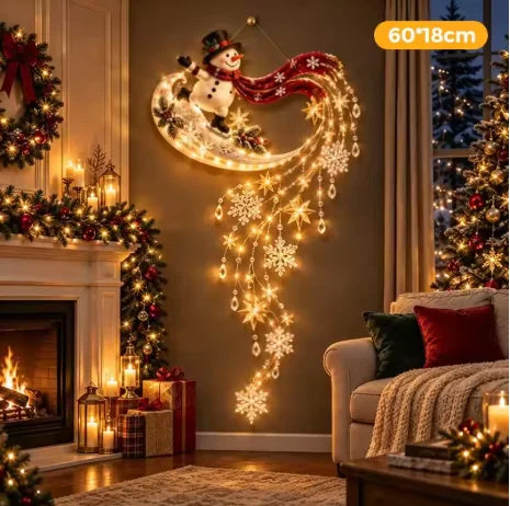 2027 Christmas Magic Trail Wall Light-LED Glowing Xmas Scene Wall Decoration,Santa Sleigh Reindeer Hanging Decor for New Year Pa