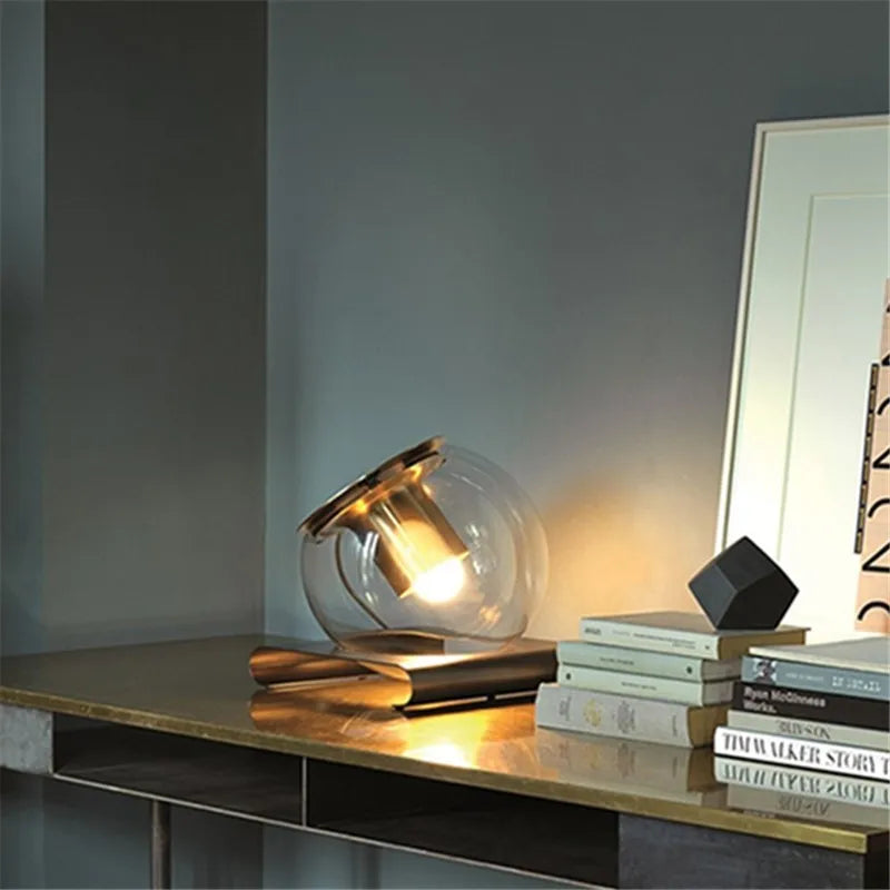 Nordic glass ball table lamp Minimalist Creative Post-Modern Designer silver light Bedside Bar Decorative bedroom night lamps