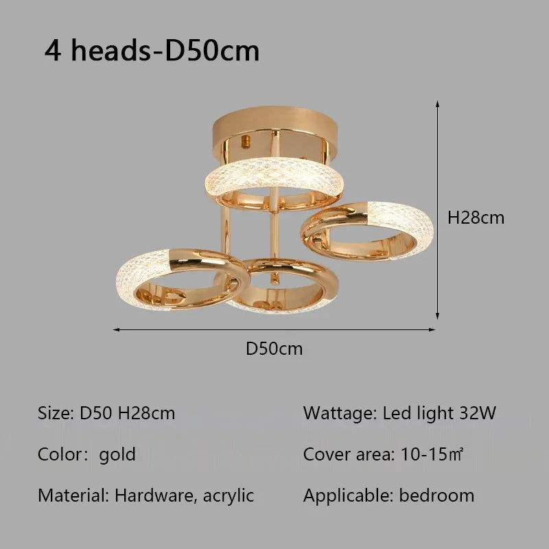 Modern Light Luxury Circle Ring Led Ceiling Lamp Acrylic Luster Living Room Lights Lighting Home Decor Bedroom Lamps Fixtures